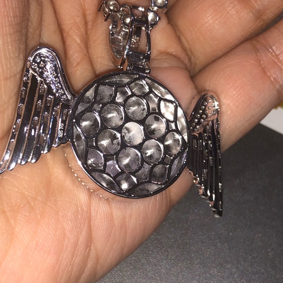 Real diamond tennis chain w custom made angel wing memory pendant only 1 made - Picture 6 of 8